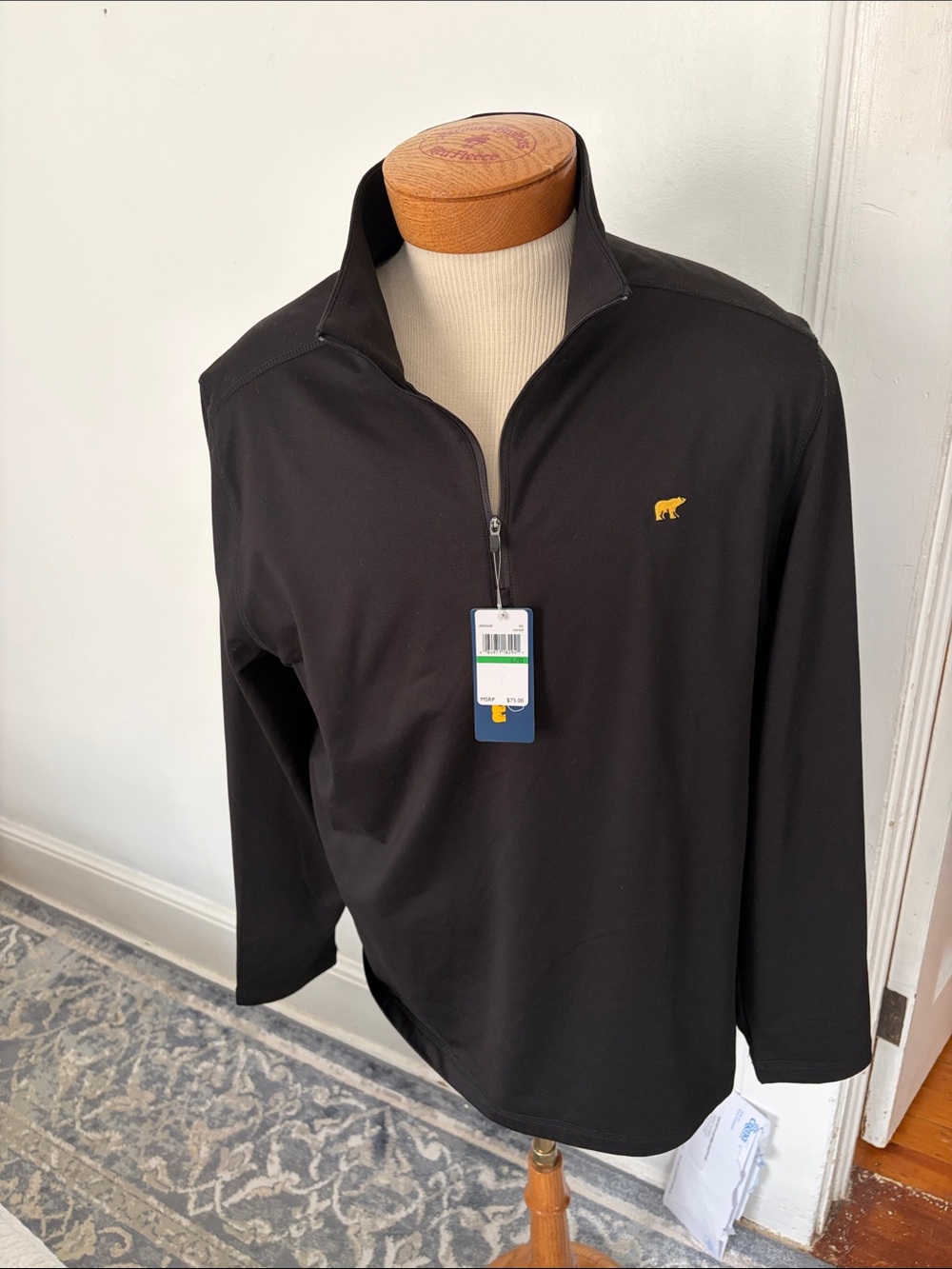 Men's Black Quarter-Zip Pullover with Gold Logo